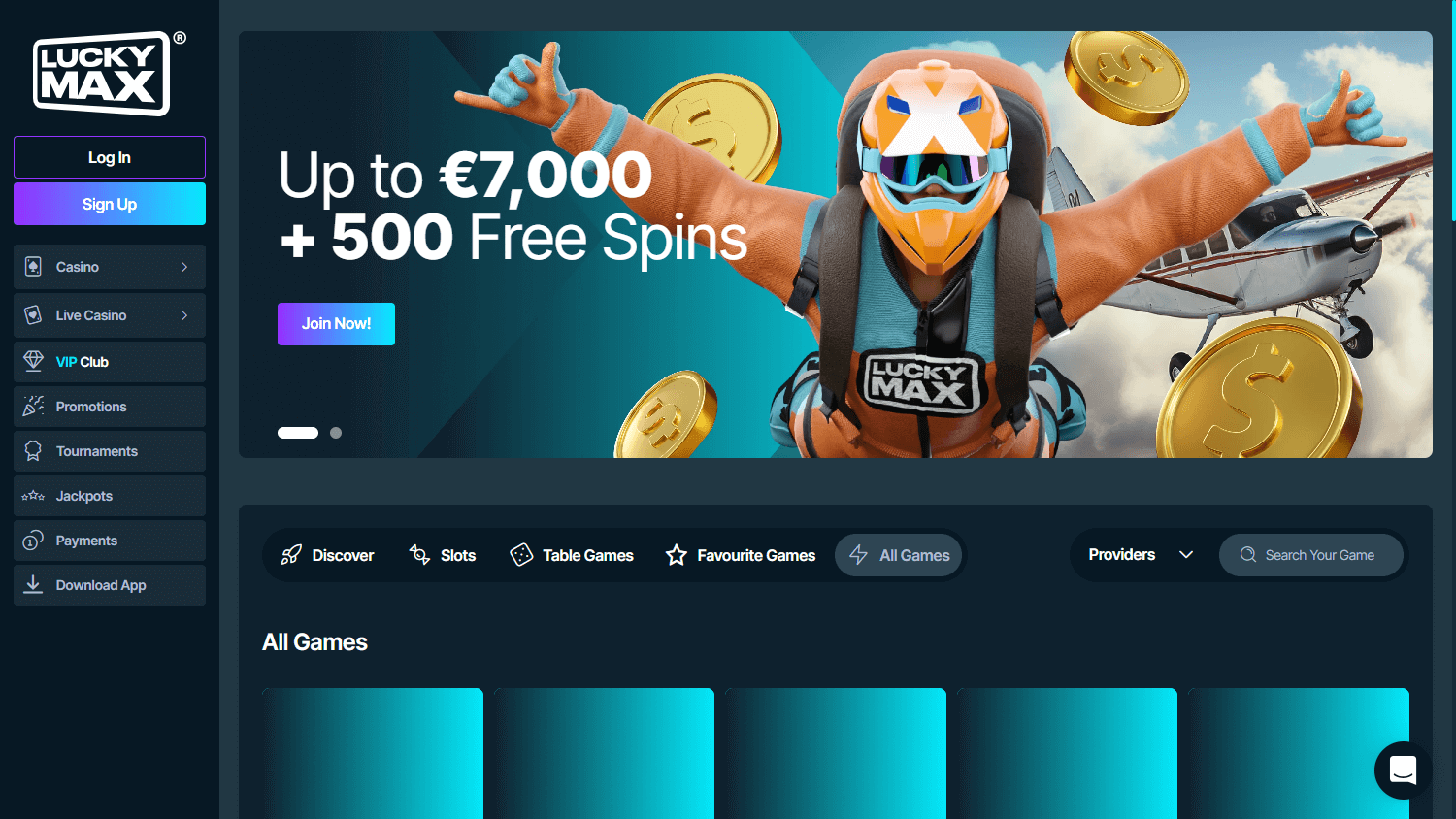 LuckyMax lobby screenshot